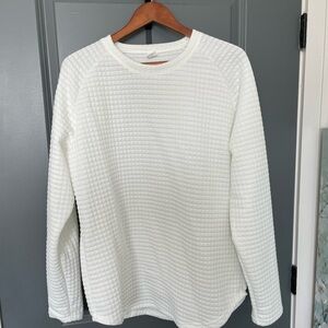 White Textured Long Sleeve Sweater